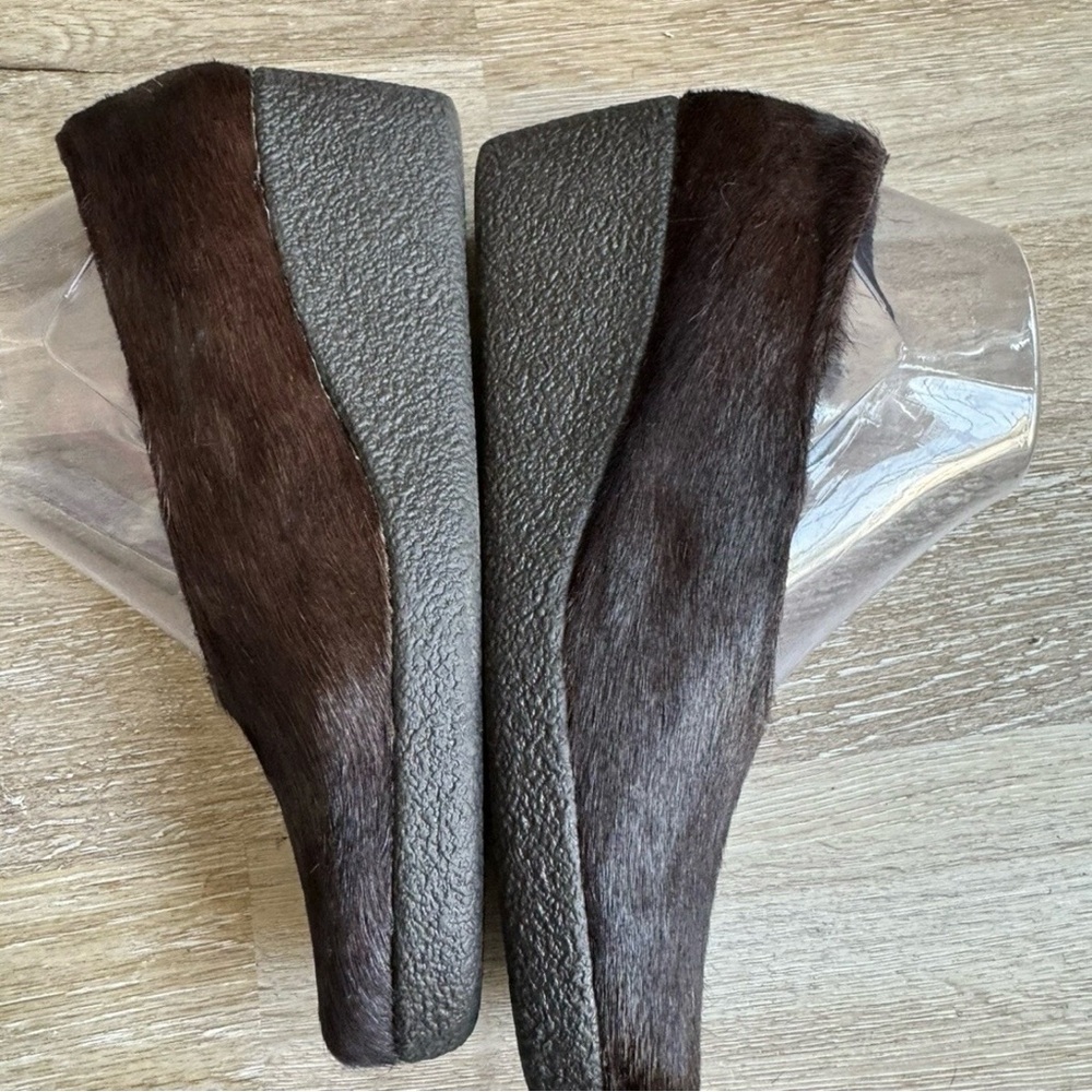 Via Spiga Italy Women’s Real Fur Wedge Size 7.5 Brown Mobwife Boho Retro 70s - Picture 8 of 12